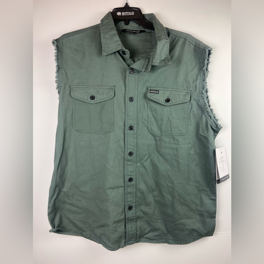 Buffalo Outdoors® Workwear Men's Sleeveless Biker Shirt- Green